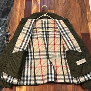 Burberry Olive Jacket with Iconic.100%Authentic